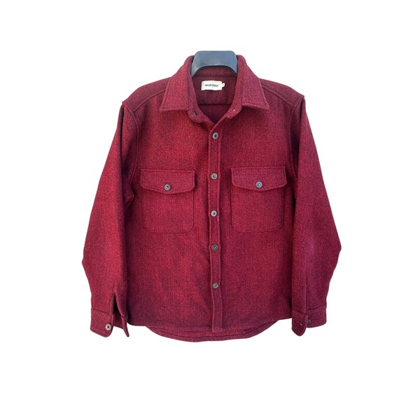 Taylor Stitch Mens 40 Burgundy Wool Blend Shirt Jacket Herringbone Shacket - Picture 1 of 12